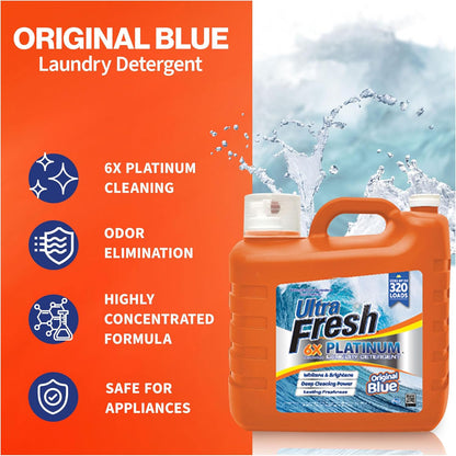 Ultra Fresh 2 x 2.5 Gallon Liquid Laundry Detergent Washing Soap for All Machine Types, 6X