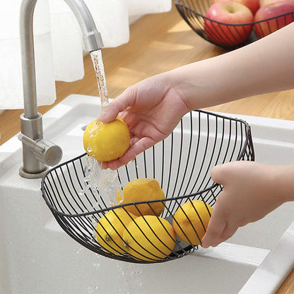 Metal Wire Fruit Basket, Black Fruit Bowl for Kitchen Counter, Fruit Holder Stand Storage Baskets
