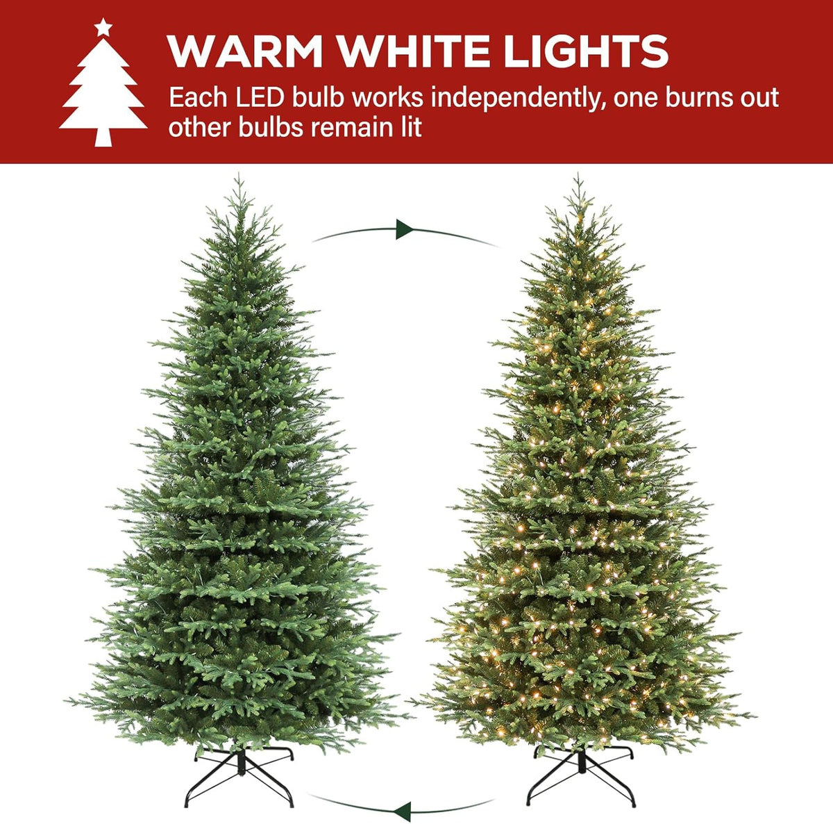 Hykolity 9 ft Prelit Artificial Christmas Tree with 5149 PE&PVC Branch Tips, 600 Warm White LED