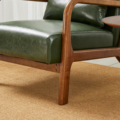 Glitzhome Mid Century Hunter Green Accent Armchair, Single Reading Armchair PU Leather Lounge Chair