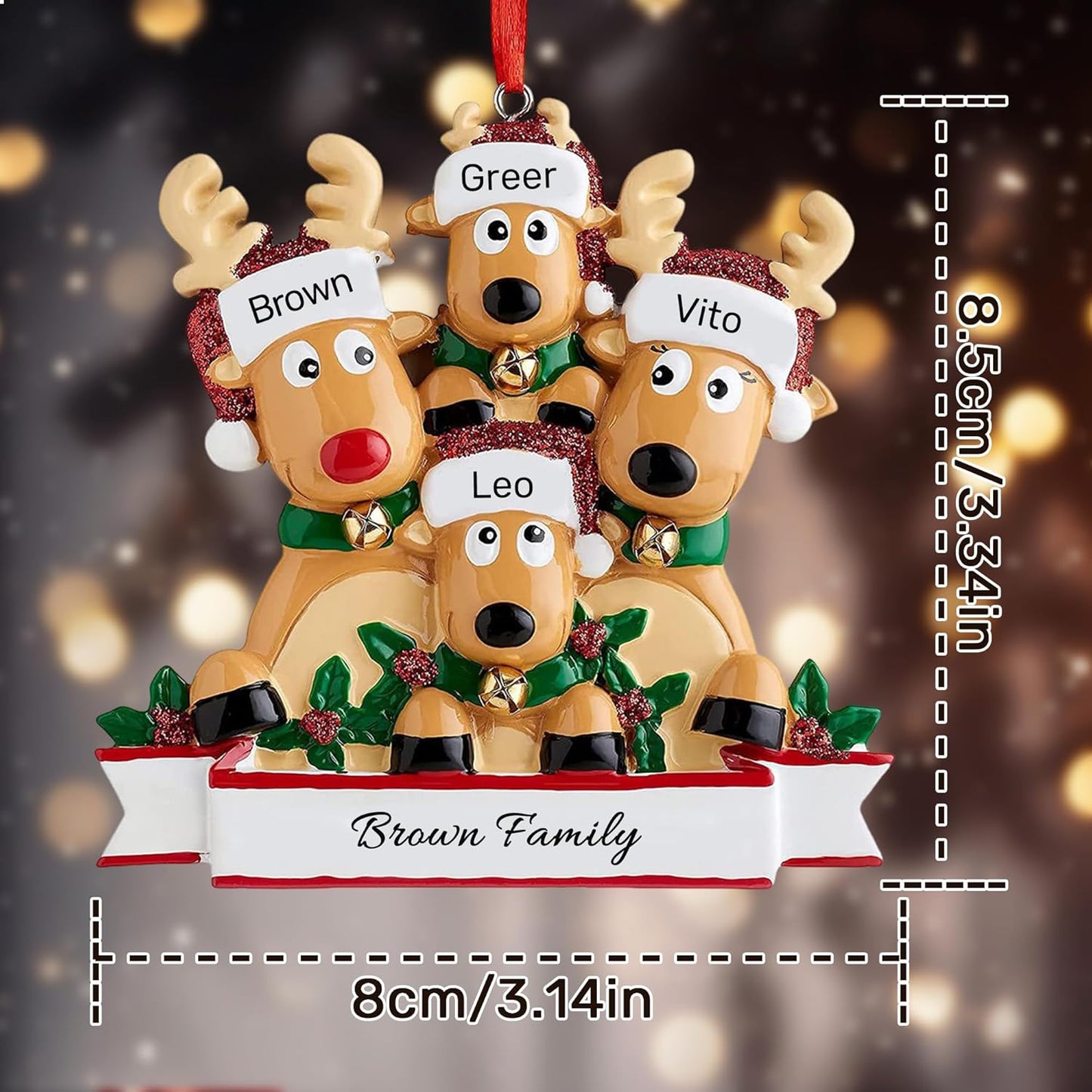 Personalized Christmas Ornaments 2025, Custom Reindeer Family Ornaments for Trees with Names