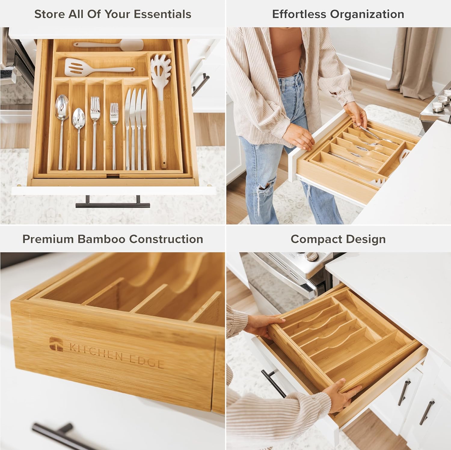 Premium Silverware, Flatware and Utensil Organizer for Kitchen Drawers, Food-Safe Contract Grade