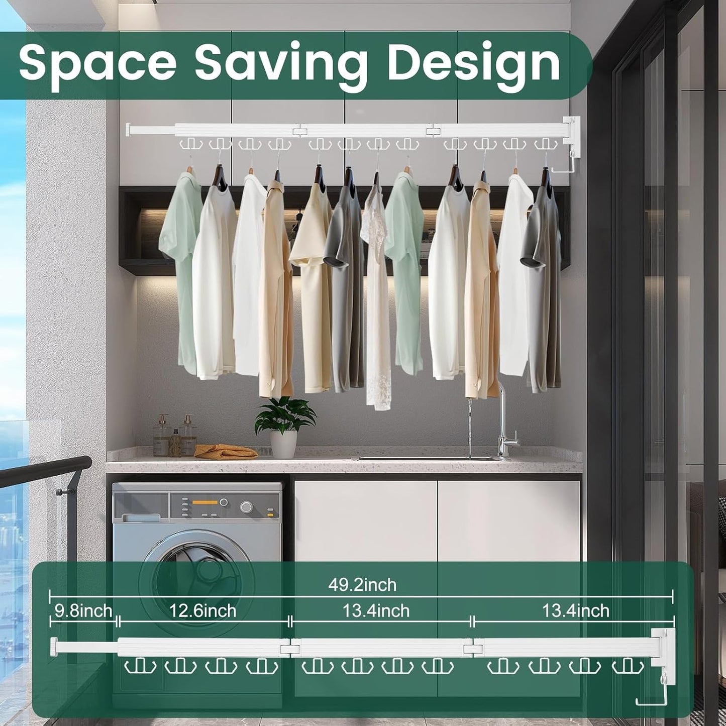 Wall Mounted Clothes Drying Rack, Laundry Drying Rack Wall Mount, 3-Fold Drying Rack Clothing