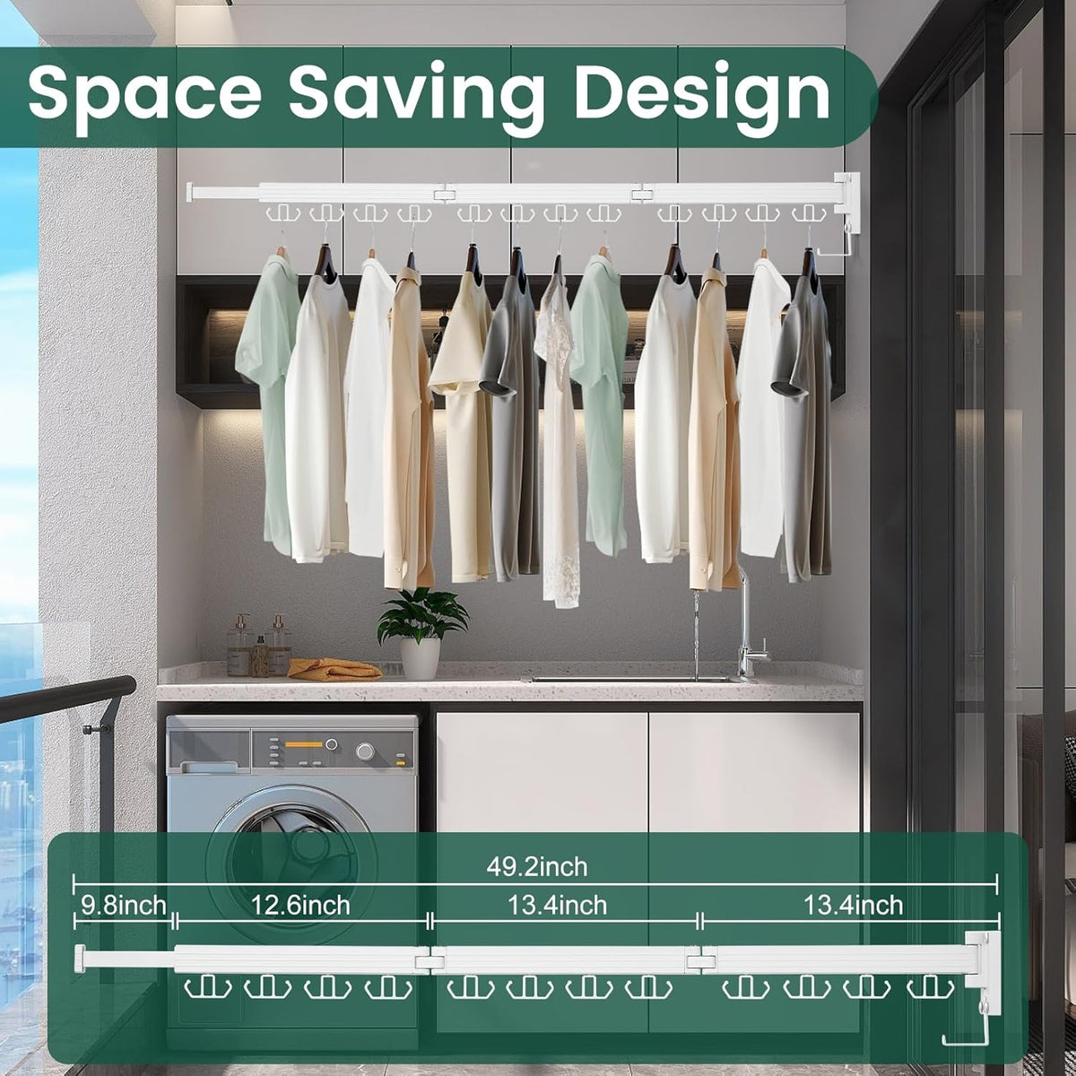 Wall Mounted Clothes Drying Rack, Laundry Drying Rack Wall Mount, 3-Fold Drying Rack Clothing