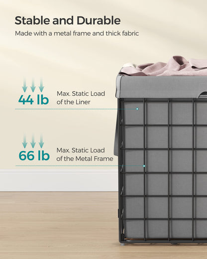 SONGMICS 29 Gal. (110L) Laundry Basket, Laundry Hamper, Collapsible Clothes Hamper, Removable and