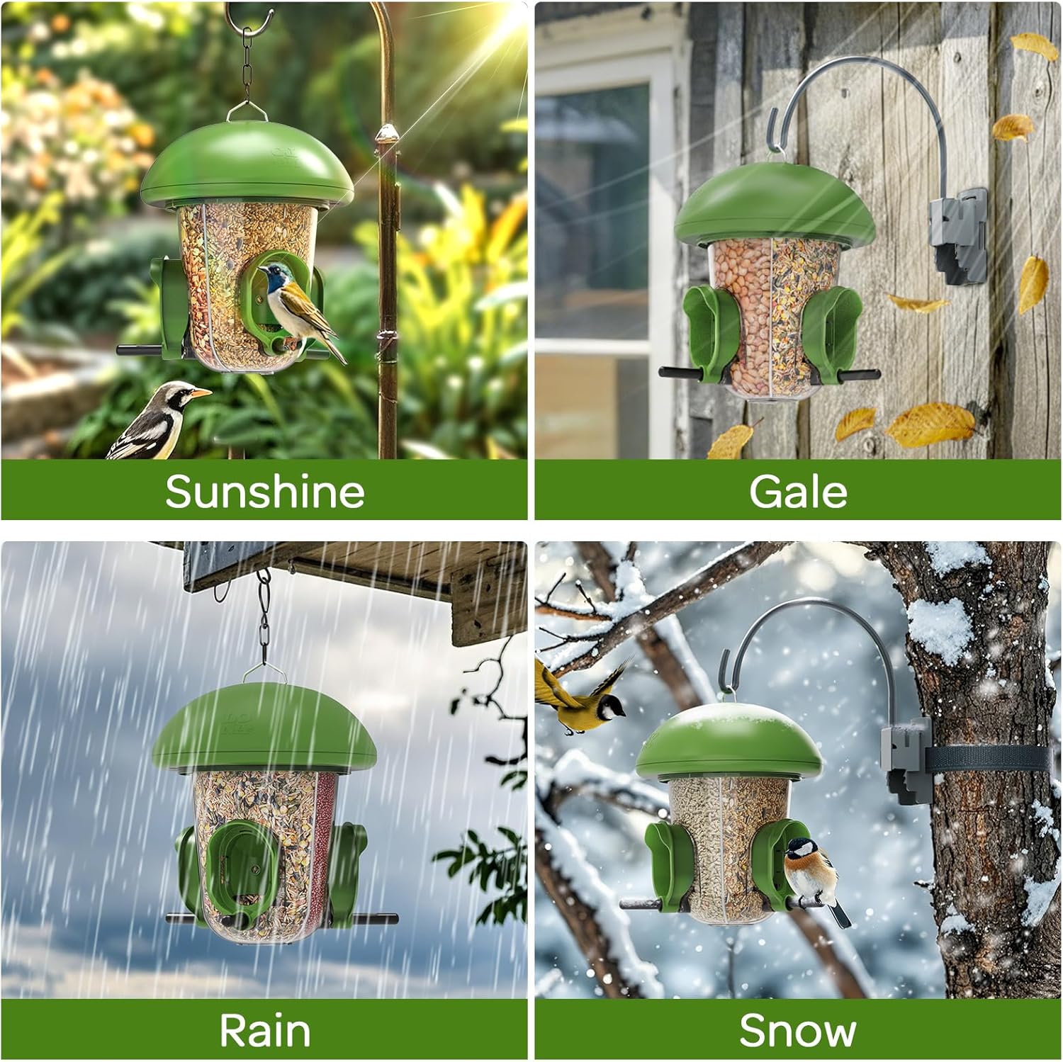 LONA Bird Feeders for Outdoors Hanging – 3 Separate Compartments, 3 Feeding Ports, Weatherproof