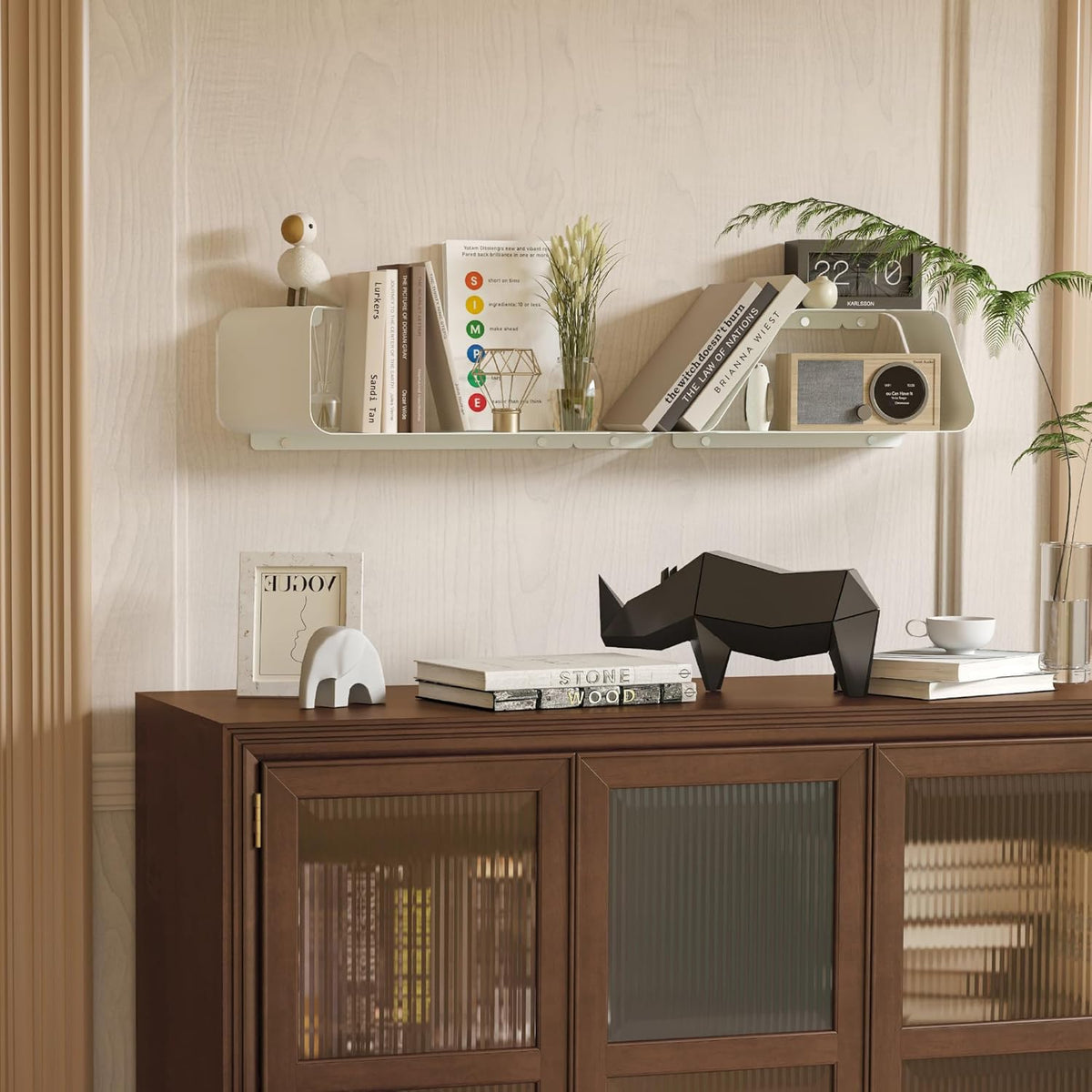 Floating Shelves, Wall Shelf, Set of 3 Wall Mounted Metal Shelves with Unique Design for Wall