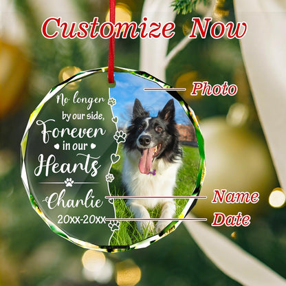 Personalized Memorial Pet Glass Ornament - Custom Picture Christmas Ornaments, Dog Forever in Our