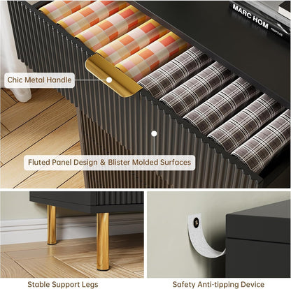 GAOMON 6 Drawer Dresser, Wood Chest of Drawers Organizer Storage with Gold Handle, Large Storage
