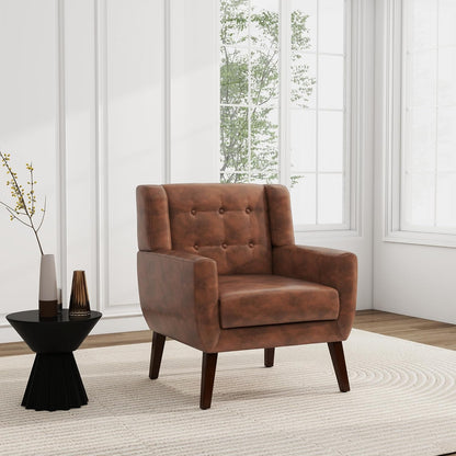 UIXE Faux Leather Accent Chair, Morden Upholstered Armchair for Living Room, Button Tufted Arm