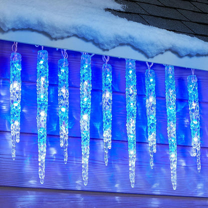 Minetom Icicle Lights Outdoor with Clips, 20ft 100 LED 20 Tubes Twinkling Icicle Strings