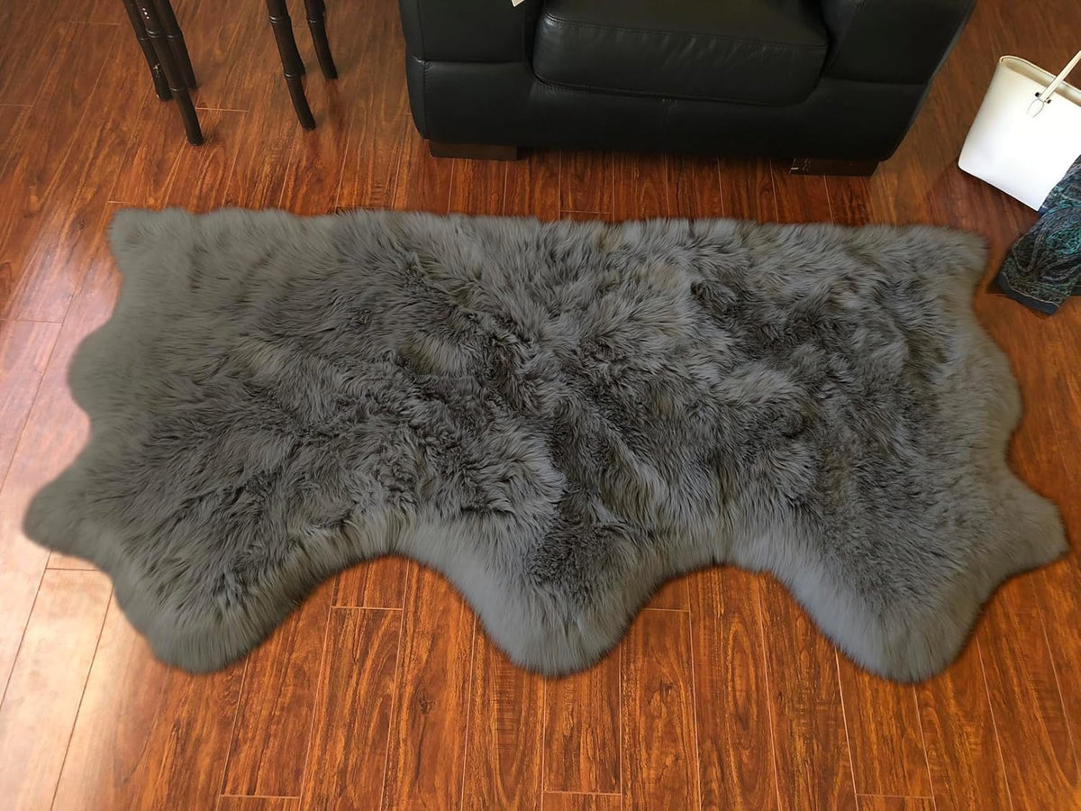 LAMBZY Faux Sheepskin Super Soft Hypoallergenic Free Shape Silky Shag Rug, Luxury Shaggy Plush