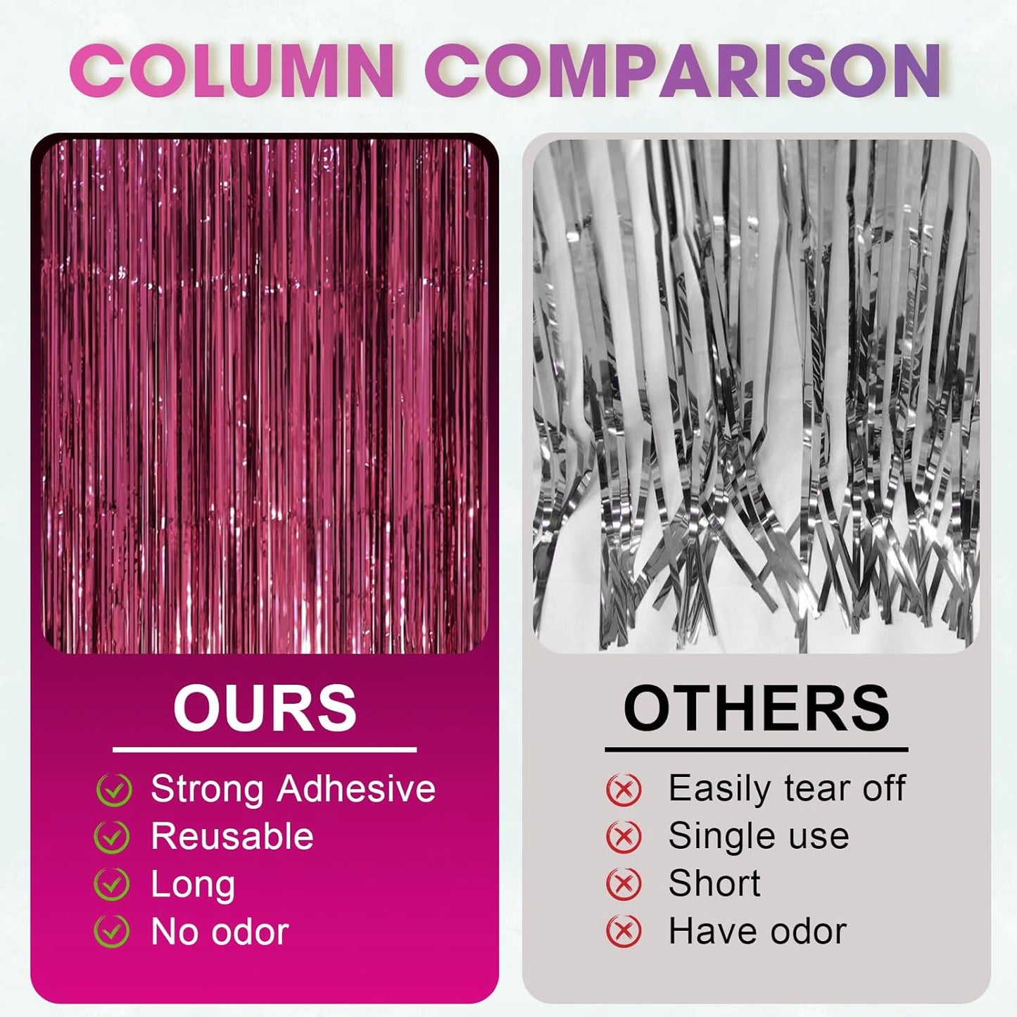 3 Pack 3.3 x 8.2 ft Burgundy Foil Fringe Backdrop Curtains, Tinsel Streamers Party Decorations
