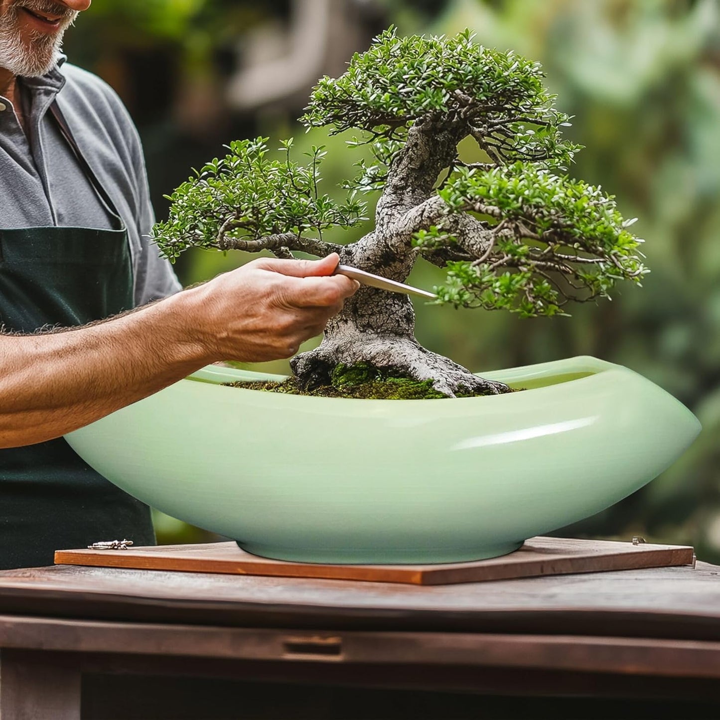 Ceramic Bonsai Pots - Large Succulent Planter 18 Inch Plant Pot Indoor Succulent Pot with Drainage