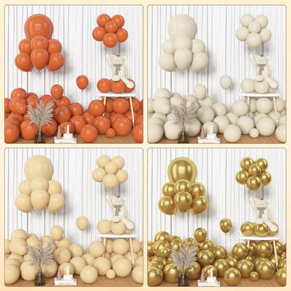Amandir 153pcs Orange Balloon Arch Garland Kit, Different Sizes 18 12 10 5inch Latex Metallic Gold