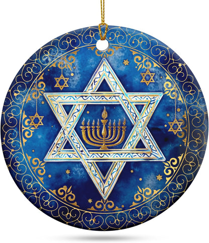 FLAGWIX Hanukkah Gifts for Men Women - Ceramic Christmas Ornaments 2025 for Tree Decorations