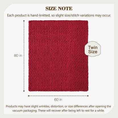 Carriediosa Chunky Knit Throw Blanket 60" X 80" Twin, 100% Hand Made Large Chenille Loop Yarn Soft