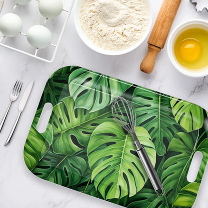 Serving Trays with Handles, 14.5 x 9.8 inch Rectangular Plastic Tray for Restaurant, Kitchen
