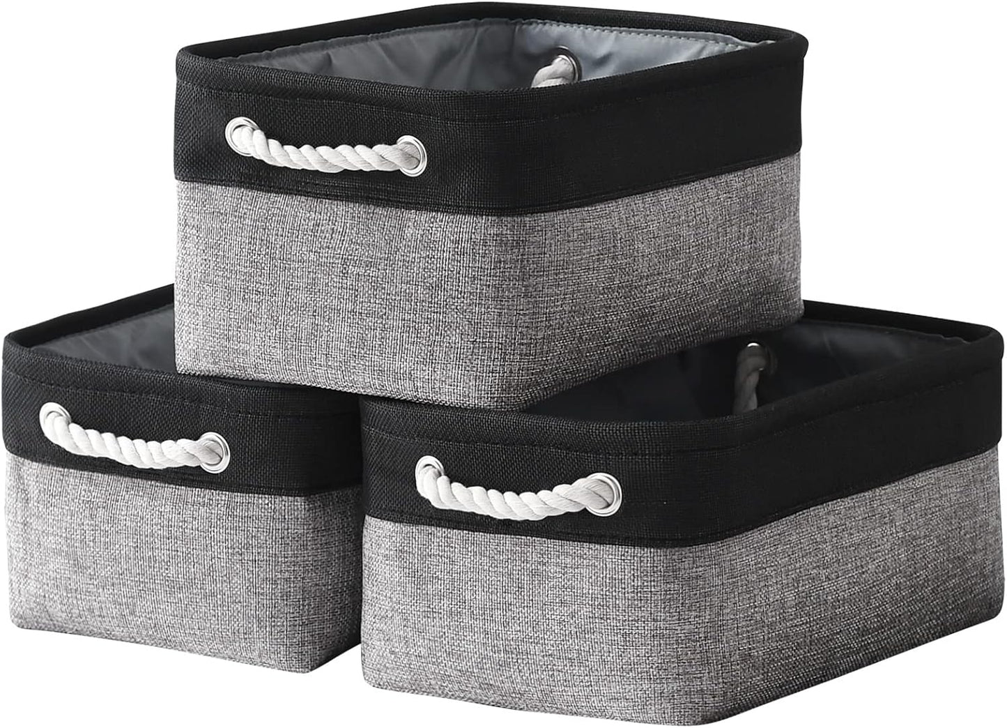 TheWarmHome Storage Basket for Organizing - 14x10x7 inch Medium 3 Pack Collapsible Storage Bin for
