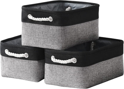 TheWarmHome Storage Basket for Organizing - 14x10x7 inch Medium 3 Pack Collapsible Storage Bin for