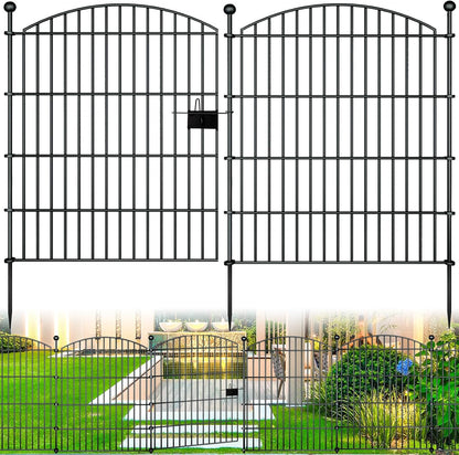 10 Panels Garden Fence Dog Fence Outdoor for Yard, 32in H x 23.6ft L Rustproof Metal Fencing with