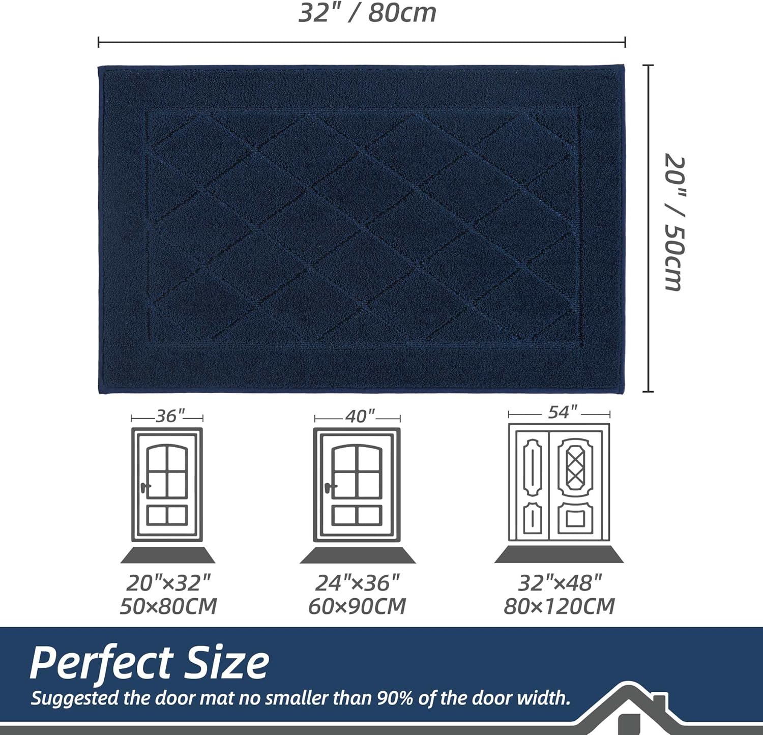 BEQHAUSE Dirt Trapper Door Mat 20" x 32", Doormat Non-Slip Entryway Rugs Washable, Dog Door Mat