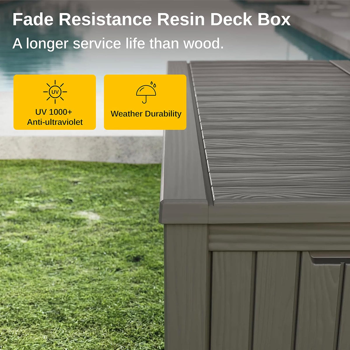 EAST OAK Outdoor Storage Box, 150 Gallon Deck Box, Large Resin Storage Bin for Patio Cushions