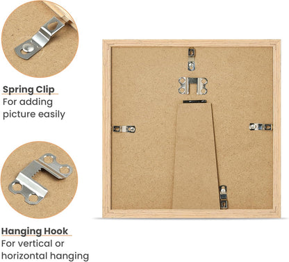 upsimples 8x8 Picture Frames, Natural Solid Wooden Picture Frames, Display 4x4 with Mat or 8 x 8