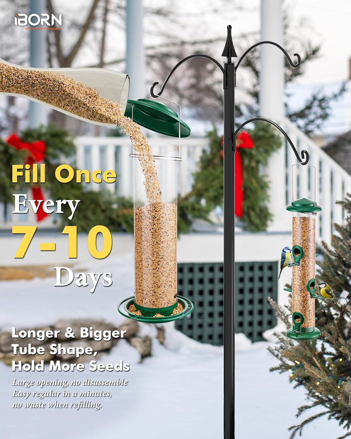 iBorn Metal Bird Feeder for Outside Hanging,Wild Bird Feeders for Cardinal,18cm Large