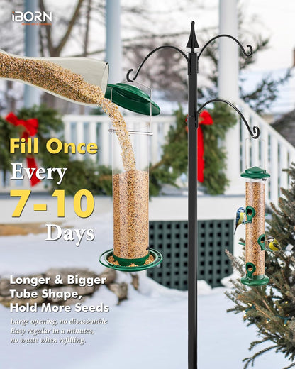 iBorn Metal Bird Feeder for Outside Hanging,Wild Bird Feeders for Cardinal,18cm Large