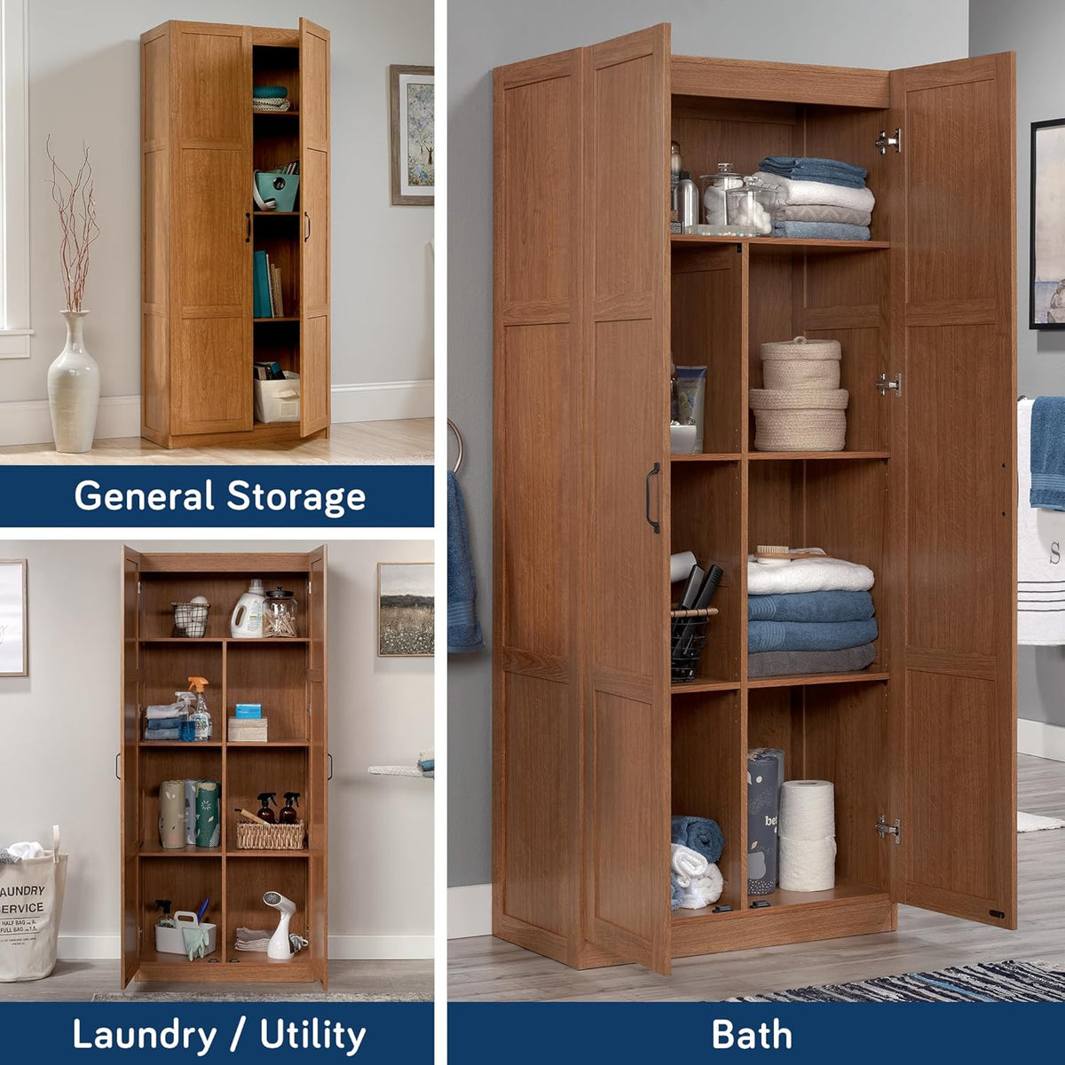 Sauder Select Storage Cabinet, Pantry Cabinet Kitchen Storage with Adjustable Shelves, Bathroom