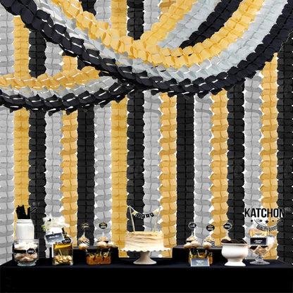 Black-Gold Silver Party-Decorations Streamers Garland - 157Ft Graduation Four-Leaf Clover Hanging