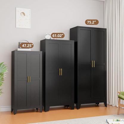 Metal Kitchen Pantry Storage Cabinet with 2 Doors and 3 Adjustable Shelves,Pantry Cabinet with