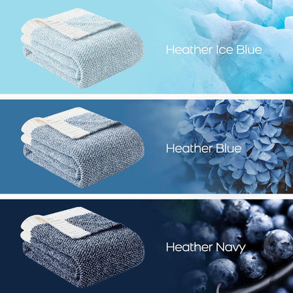 Snuggle Sac Heather Blue Throw Blanket for Couch, Oversized Throw XL Super Soft Warm Blankets Cozy