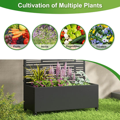 Casaphoria Metal Raised Garden Bed with Trellis and Wheels, 72"x35"x16" Planter Box for Climbing