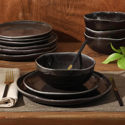 Gibson Elite Nardini 12 Piece (Service for 4) Plates and Bowls Reactive Glaze Dishes Stoneware