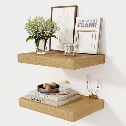 12 Inch Deep Floating Shelves, 16 x 12 Floating Shelf for Books, Rustic Wood Deep Wall Shelves for