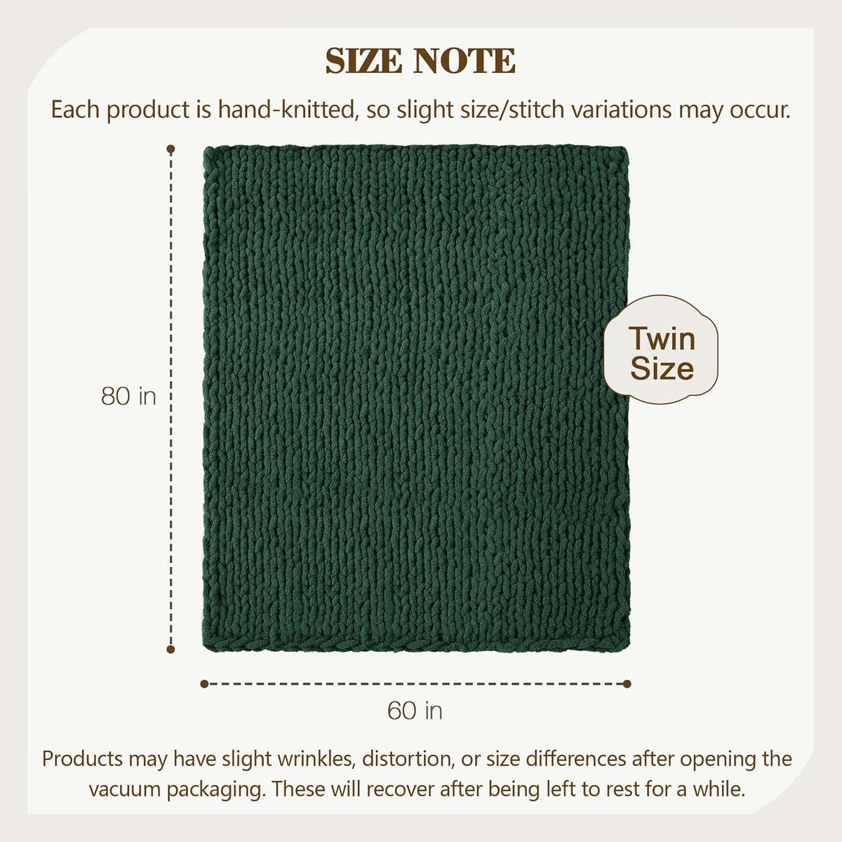 Carriediosa Chunky Knit Throw Blanket 60" X 80" Twin, 100% Hand Made Large Chenille Loop Yarn Soft