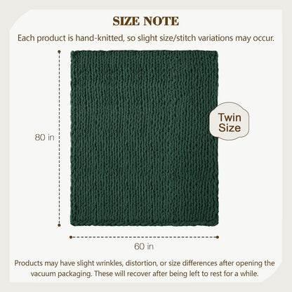 Carriediosa Chunky Knit Throw Blanket 60" X 80" Twin, 100% Hand Made Large Chenille Loop Yarn Soft