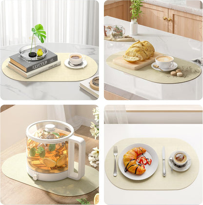 DOLOPL Large Placemats Set of 6, Oval Reversible Wipeable & Non-Slip Place Mats, Modern Faux
