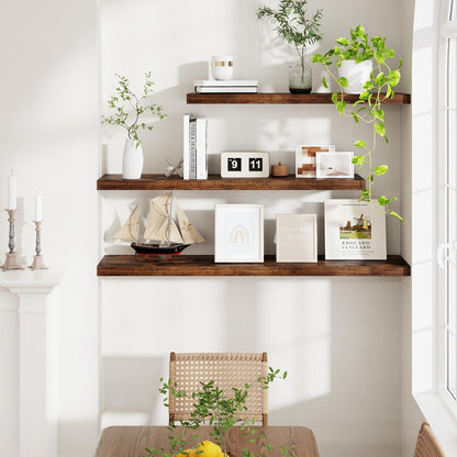 40 Inch Floating Shelvese, 40" W x 9" D Floating Shelf Set of 2, Farmhouse Wood Wall Shelves for
