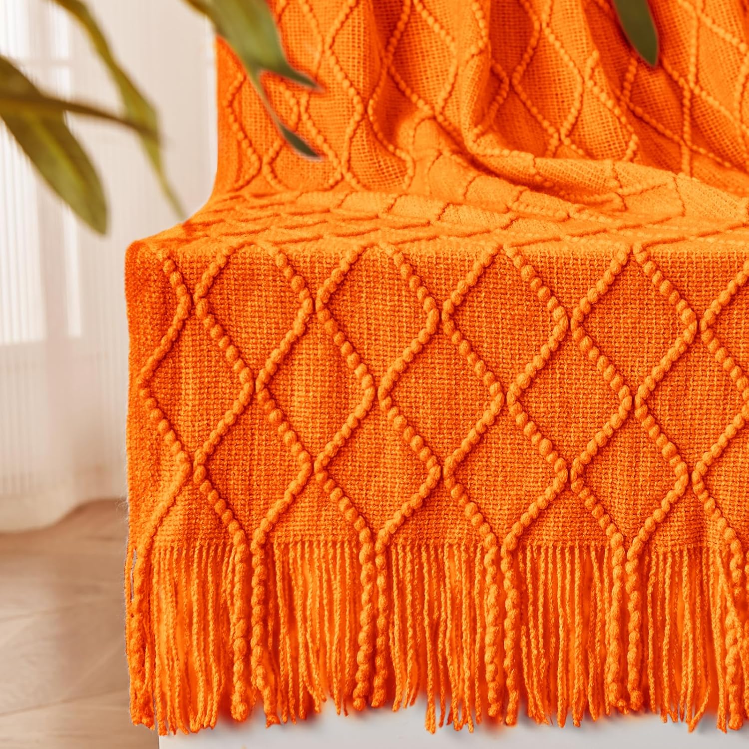 inhand Fall Throw Blanket Burnt Orange for Couch, Soft Living Room Home Decor Knitted Twin Size