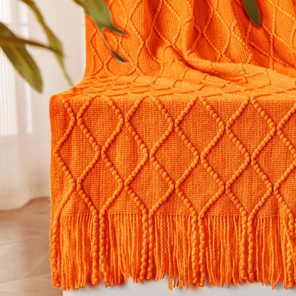 inhand Fall Throw Blanket Burnt Orange for Couch, Soft Living Room Home Decor Knitted Twin Size