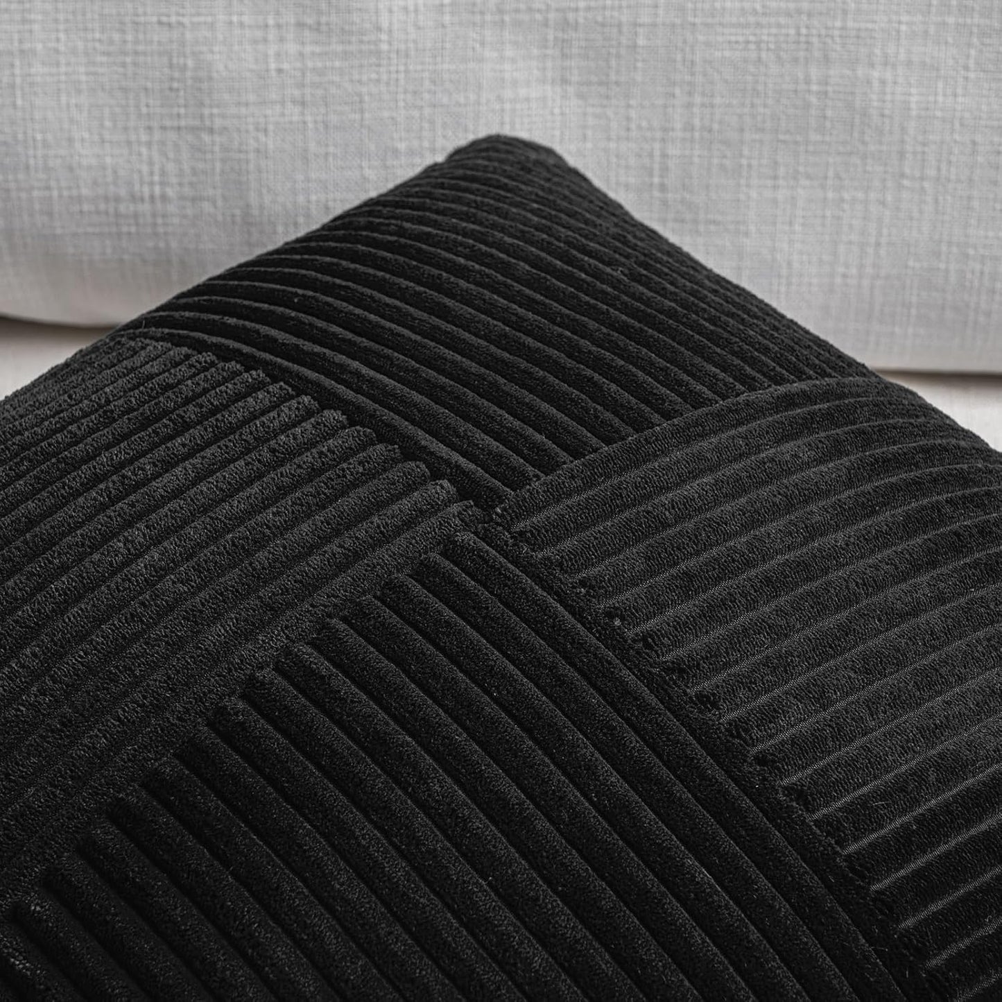 Fancy Homi 2 Packs Black Decorative Throw Pillow Covers 16x16 Inch for Living Room Couch Bed Sofa