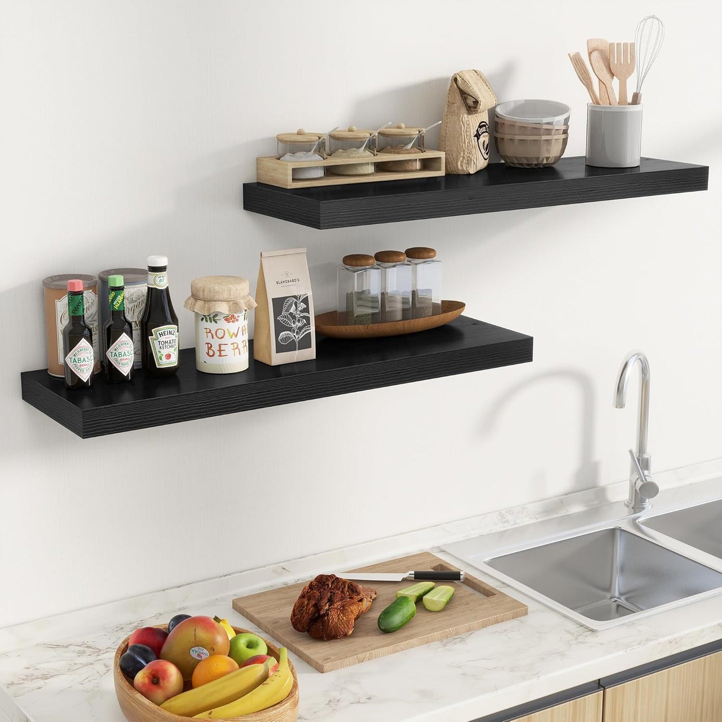 Fun Memories Floating Shelves for Wall 36 Inches, Wood Shelves with Invisible Bracket, 10" Deep