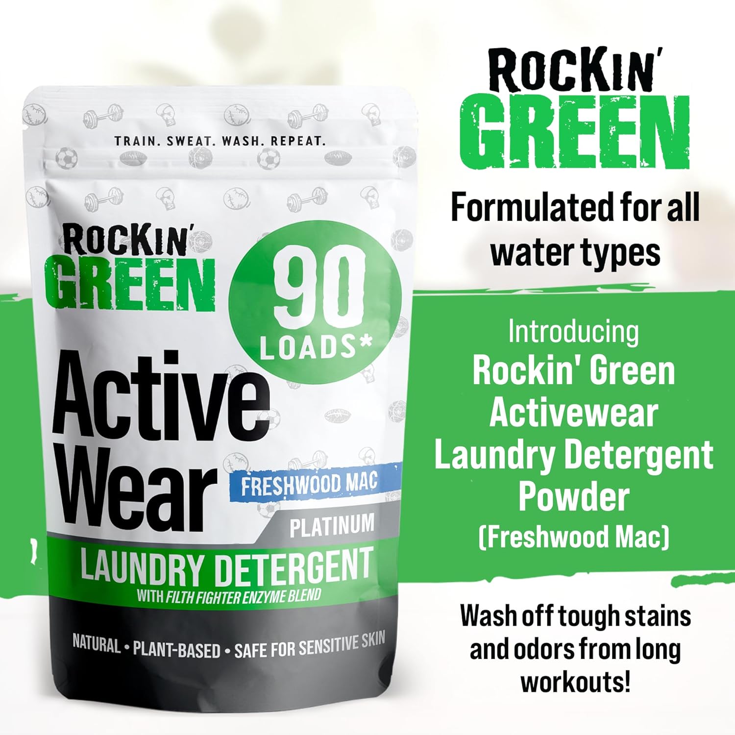 Rockin' Green Laundry Detergent, Plant based, All Natural Laundry Detergent Powder, Vegan and