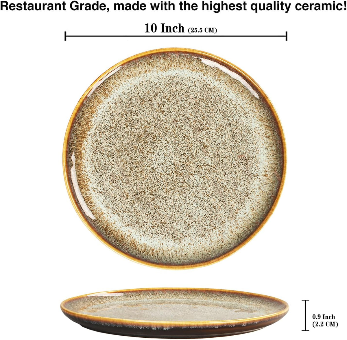 Ceramic Dinner Plates Dish Set,Set of 4,for Lunch snacks -Microwave Oven & Dishwasher Safe,Scratch