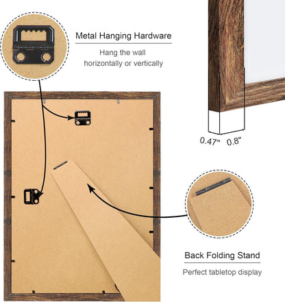 10x14 Picture Frame Set of 4, 10 x 14 Wood Photo Frames with Mat for 8x12 or 30x40cm Diamond