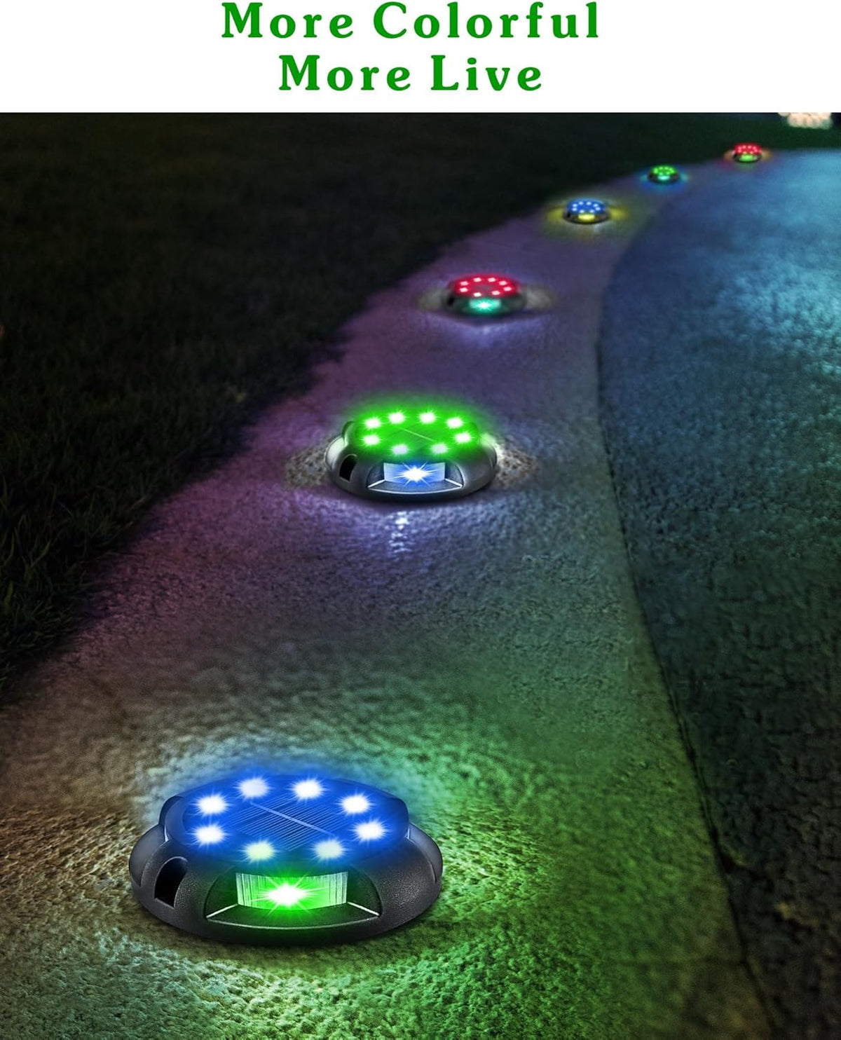 Biling Solar Pathway Lights - 8 Pack Multi Color Outdoor Uplight Sidelight Ground Lights for Yard