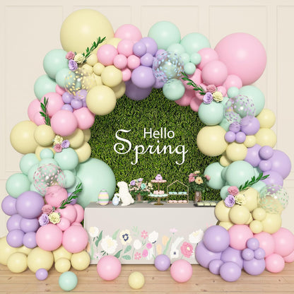 Amandir 153pcs Pastel Balloons Garland Arch Kit, Different Sizes 18 12 10 5inch Pastel Pink Yellow